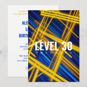 Neon Magenta Cyan Cyberpunk Light Trails Abstract Invitation