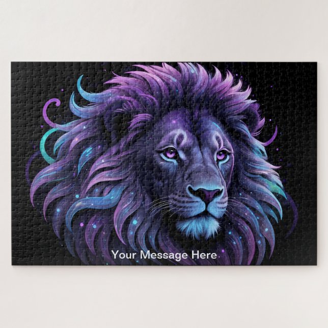 Neon Majesty Vibrant Lion Colourful Wildlife Art   Jigsaw Puzzle (Horizontal)