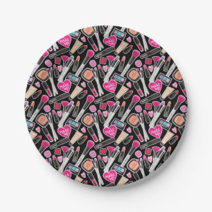 Neon Makeup Pattern Paper Plate