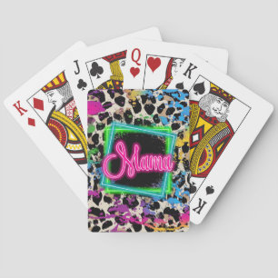 Neon mama playing cards