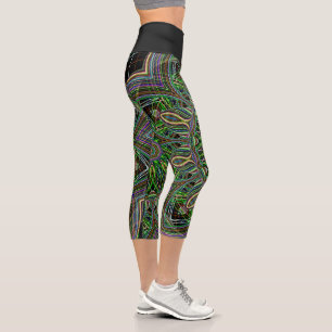 Neon Mandala Fractal Art Pattern Yoga Leggings