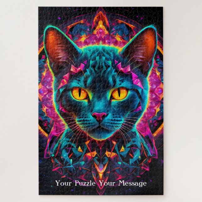 Neon Mandala Majesty Jigsaw Puzzle (Vertical)