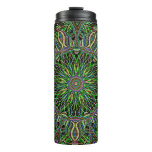 Neon Mandala Pattern Thermal Tumbler