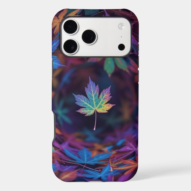 Neon Maple Spiral – Vibrant Autumn iPhone 17 Pro  (Back)