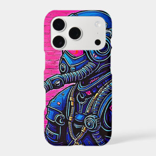 Neon Masked Wall Graffiti Figure Art