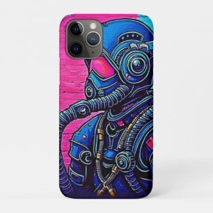 Neon Masked Wall Graffiti Figure Art iPhone 11 Pro Case