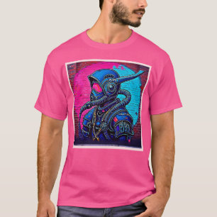 Neon Masked Wall Graffiti Figure Art T-Shirt
