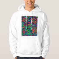 Neon Mayan Landscape – Psychedelic Tribal Hoodie