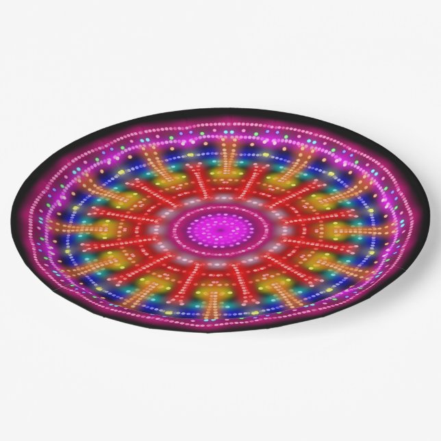 Neon Medallion Paper Plate (Angled)