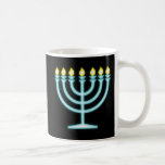 Neon Menorah Coffee Mug<br><div class="desc">Blue menorah in neon sign style.</div>