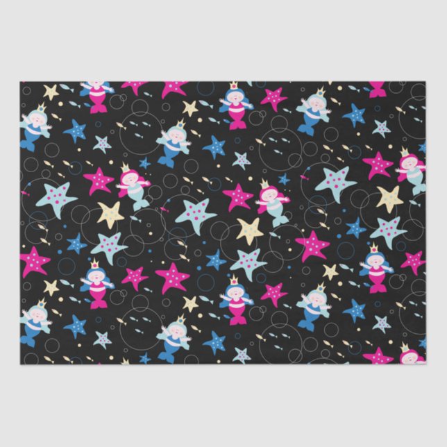 NEON Mermaid Sea Life Fish Starfish Birthday Party Tissue Paper (Front)