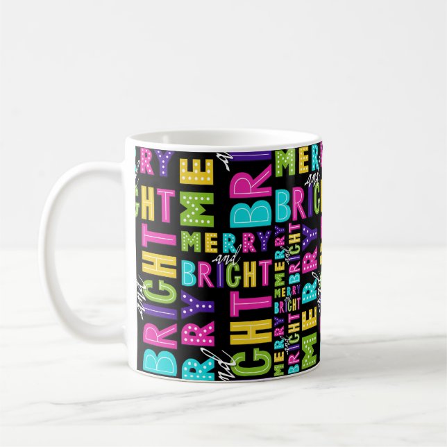 Neon Merry and Bright Coffee Mug (Left)
