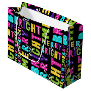 Neon Merry and Bright Large Gift Bag