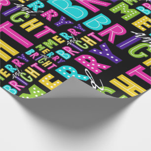 Neon Merry and Bright Wrapping Paper