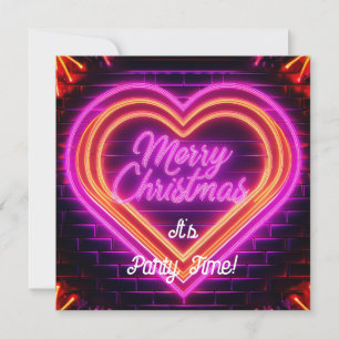 Neon Merry Christmas Party Invitation