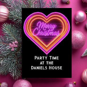 Neon Merry Christmas Party Invitation