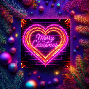 Neon Merry Christmas Personalised Card