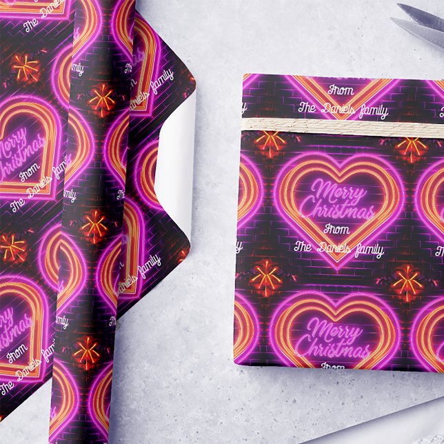 Neon Merry Christmas Personalised Wrapping Paper (Creator Uploaded)