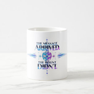 Neon Message & Meaning — Futuristic Cyan Violet Coffee Mug