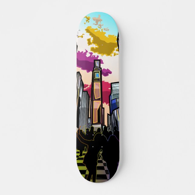 Neon Metropolis Skateboard (Front)