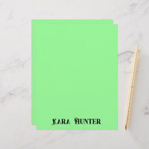 Neon Mint Colour   Modern Black Personalised Scrip Custom Letterhead