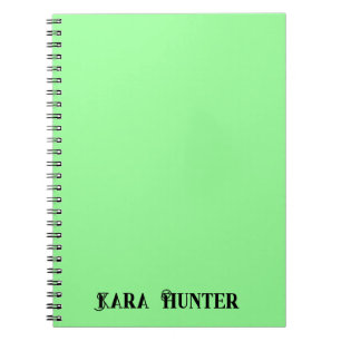 Neon Mint Colour   Modern Black Personalised Scrip Notebook