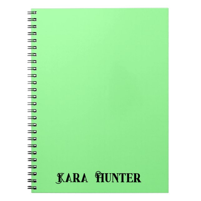 Neon Mint Colour | Modern Black Personalised Scrip Notebook (Front)