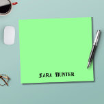 Neon Mint Colour | Modern Black Personalised Scrip Notepad<br><div class="desc">Neon Mint Colour Background and Modern Black Personalised Script,  Name ,  Last Name Classic | Simple | Elegant | Professional | Bussines</div>