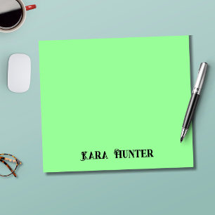 Neon Mint Colour Modern Black Personalised Scrip Notepad