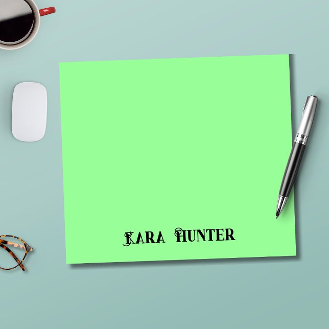 Neon Mint Colour | Modern Black Personalised Scrip Notepad (Creator Uploaded)