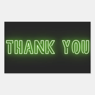 Neon Mint Green Sign Trendy Thank You Rectangular Sticker
