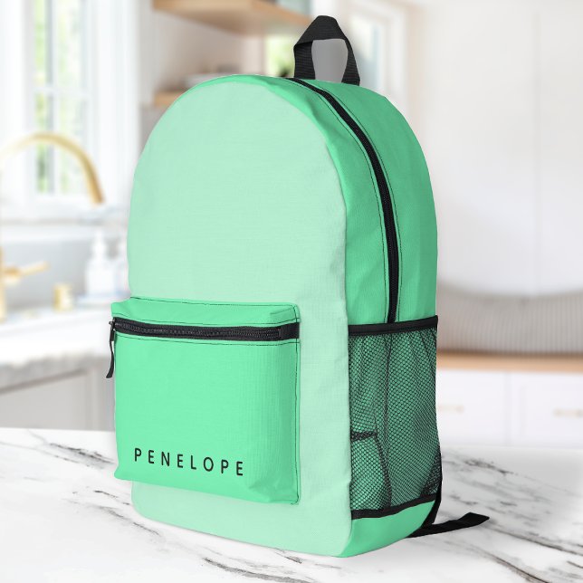 Neon Mint Green Stylish Trendy Two Tone Printed Backpack (Creator Uploaded)