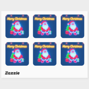 Neon Modern Christmas Holiday Collection Square Sticker