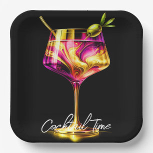 Neon Modern Party Time Personalised Paper Plate