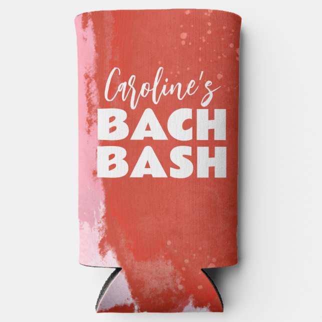 Neon Modern Pool Party Bachelorette Bash Seltzer Can Cooler (Front)