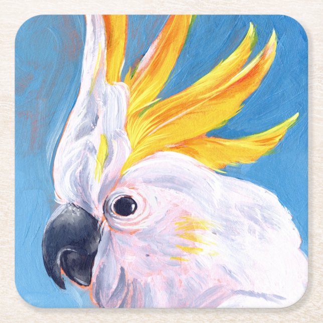 Neon Mohawk - Cockatoo Square Paper Coaster (Front)