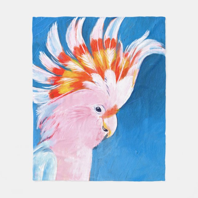 Neon Mohawk - Pink Cockatoo Fleece Blanket (Front)
