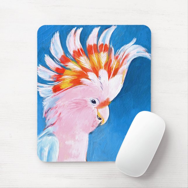 Neon Mohawk - Pink Cockatoo Mouse Mat (With Mouse)