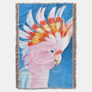 Neon Mohawk - Pink Cockatoo Throw Blanket