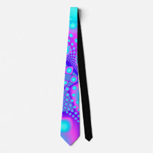 Neon Molecules Psychedelic Fractal Tie