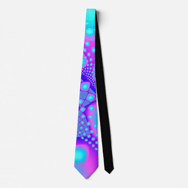 Neon Molecules Psychedelic Fractal Tie (Front)
