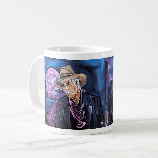 Neon Moon Painting by Alfred Fox Coffee Mug (Front Left)
