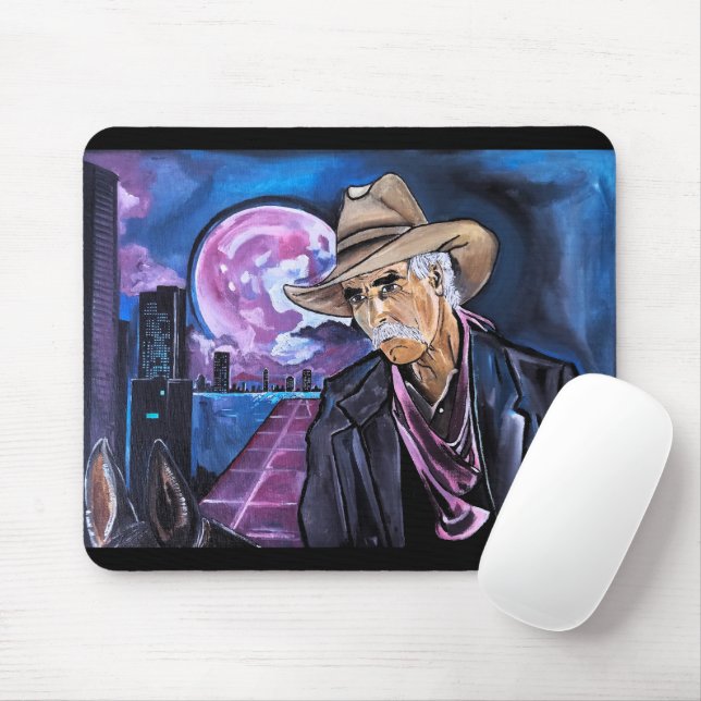 Neon Moon Painting by Alfred Fox Mouse Mat (With Mouse)