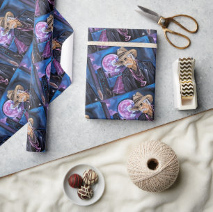 Neon Moon Painting by Alfred Fox Wrapping Paper