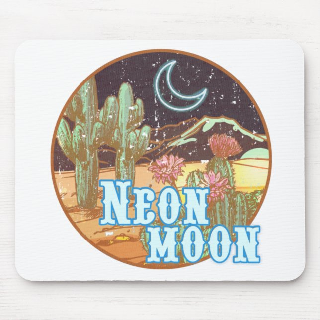 Neon Moon Retro Western Mouse Mat (Front)