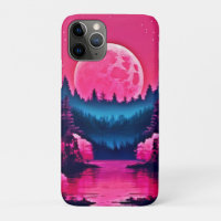 Neon Moonlit Fantasy Forest Lake