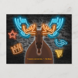 Neon Moose in a Bar Postcard