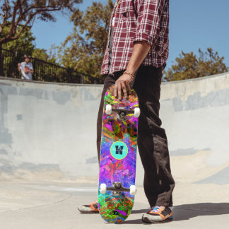 Neon Mosaic Abstract Dd Brand Personalised Skateboard