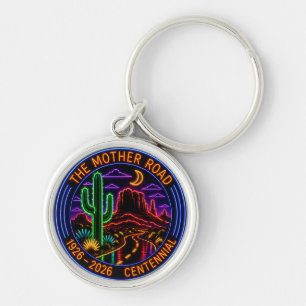 Neon Mother Road Centennial 1926-2026 Route 66  Key Ring