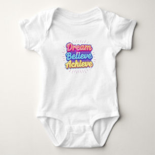 Neon motivational quote 'Dream believe achieve' Baby Bodysuit